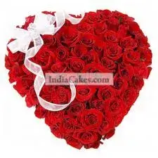Heart Shape Arrangement Of 50 Red Roses