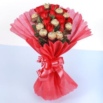 10 Roses n 8 Ferrero Rocher Chocolate Bouquet