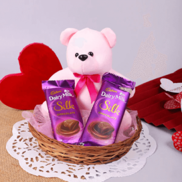 2 Dairy Milk Silk Chocolates with a Teddy