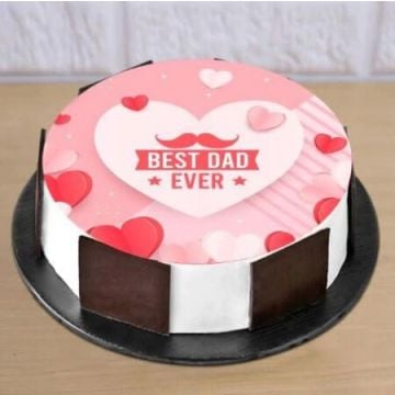 Best Dad Ever Half Kg Vanilla Poster Cake