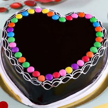 Chocolate Gems Heart Shape Cake Half Kg