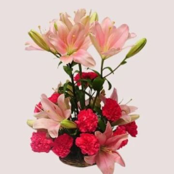 Dreamy Basket of Lilies and Carnations
