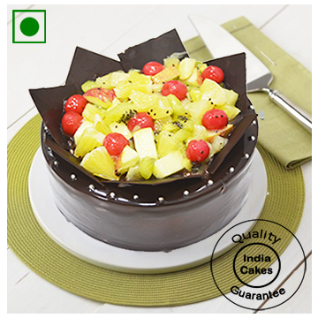 Eggless Yummy Chocolate Fresh Fruit Cake Half Kg