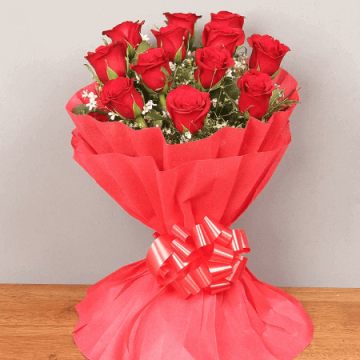 Enriched 12 Red Roses Bunch