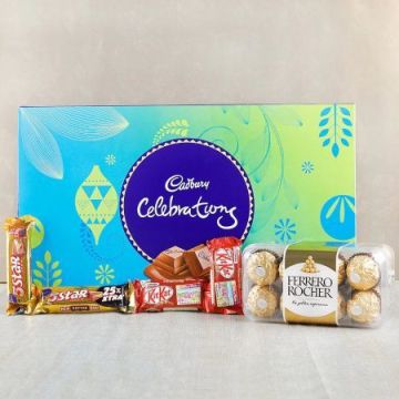 16 Ferrero Rocher Chocolate with 2 Kitkat and Five Star Chocolates and a Celebration Pack