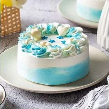 Eggless Floral Design Vanilla Cake Half Kg