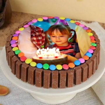 Eggless Gems Kitkat Chocolate Photo Cake