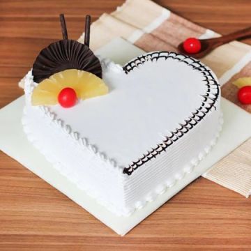 Half Kg Pineapple Valentines Heart Shape Cake