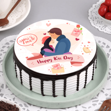 Happy Kiss Day Black Forest Poster Cake