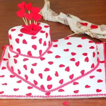 Heart on Heart Fondant Cake 3 Kg