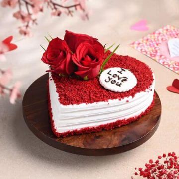 Heart Shaped Rosy Red Velvet Cake Half Kg