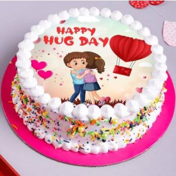 Hug Day Vanilla Poster Cake