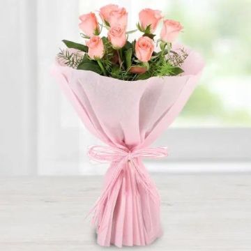 Lovely 8 Pink Roses Bouquet