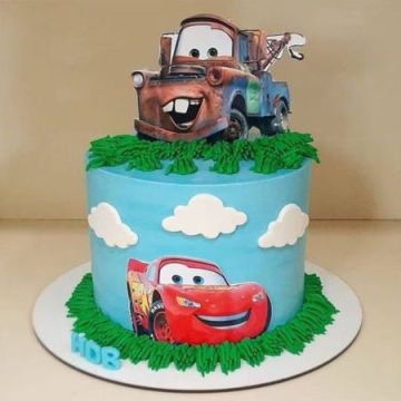 Eggless Mcqueen n Mater Fondant Cake 2 Kg