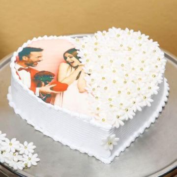 Multi Flavoured Heart Shaped Photo Cake