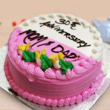 Pink n White Anniversary Cream Cake 1 Kg
