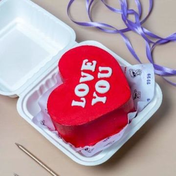 Red Velvet Heart Shaped Bento Cake