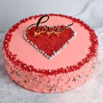 Round Red Velvet Love Cake
