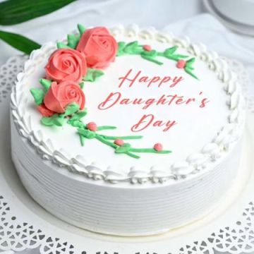 Round Vanilla Daughters Day Cake