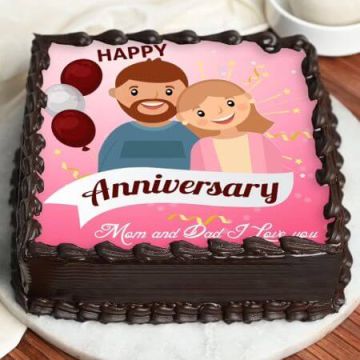 Eggless Square Shaped Cartoon Poster Anniversary Cake