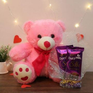 Teddy Bear with 2 Cadbury Silk