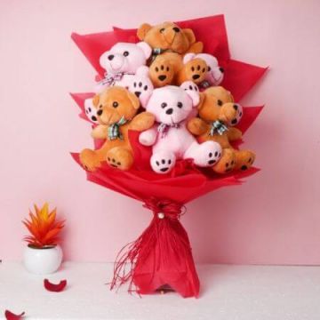 Teddy Day Bouquet of 6 Teddies