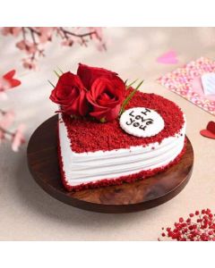 Heart Shaped Rosy Red Velvet Cake Half Kg