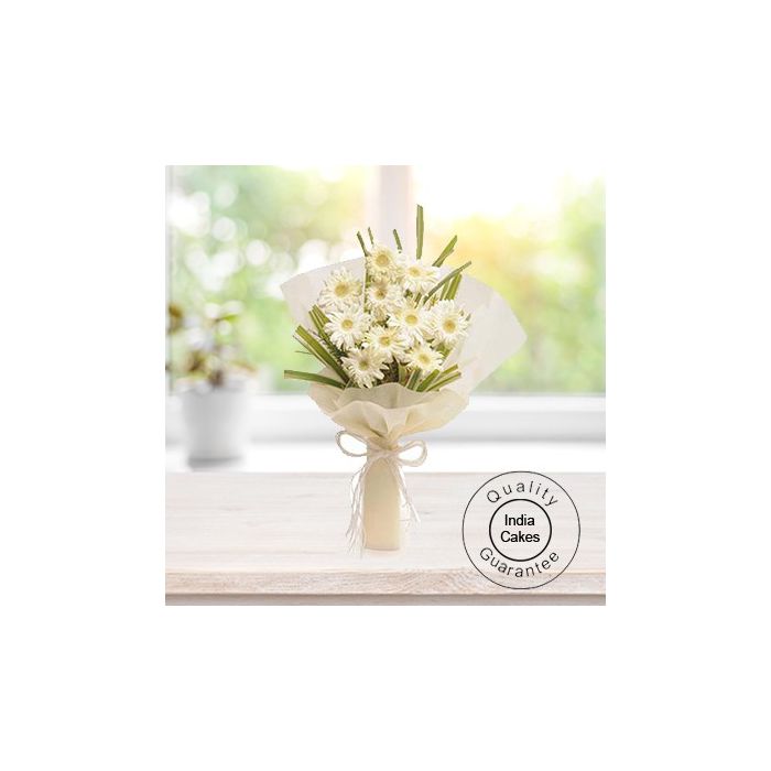 10 WHITE GERBERAS BUNCH