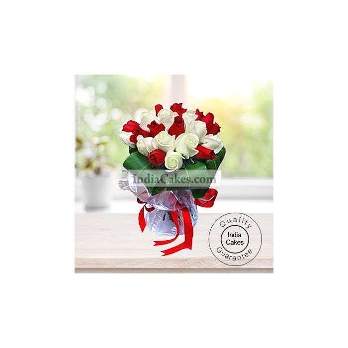 20 Red And White Roses Bunch 20 Red And White Roses Bunch