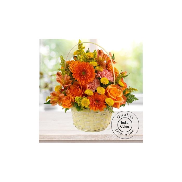 20 Seosonal Mix Flowers Arrangement in Basket 20 Seosonal Mix Flowers Arrangement in Basket