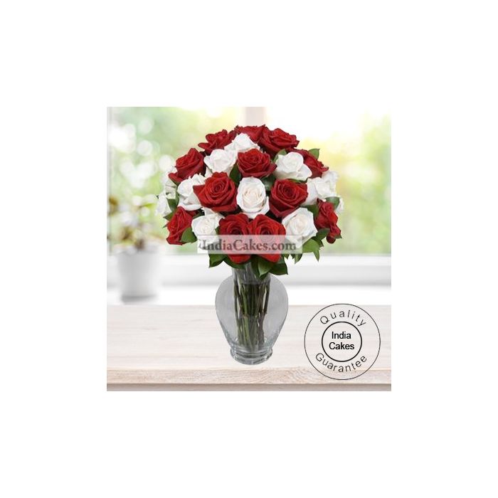 30 Red And White Roses Bunch 30 Red And White Roses Bunch