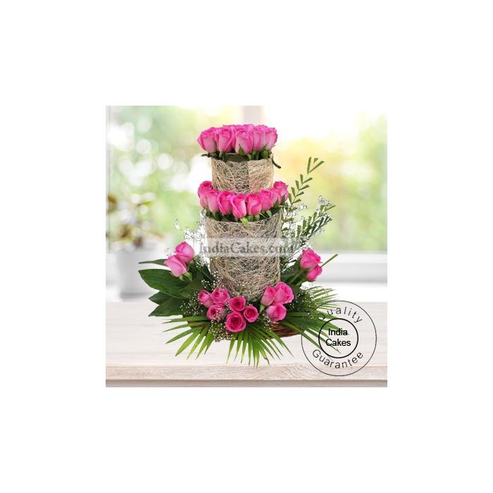 50 Pink Roses Basket Arrangement 50 Pink Roses Basket Arrangement