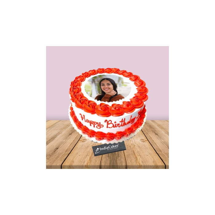 A 1 Kg Strawberry Photo Cake featuring a customizable image on top, surrounded by fresh strawberries and cream. A 1 Kg Strawberry Photo Cake featuring a customizable image on top, surrounded by fresh strawberries and cream.