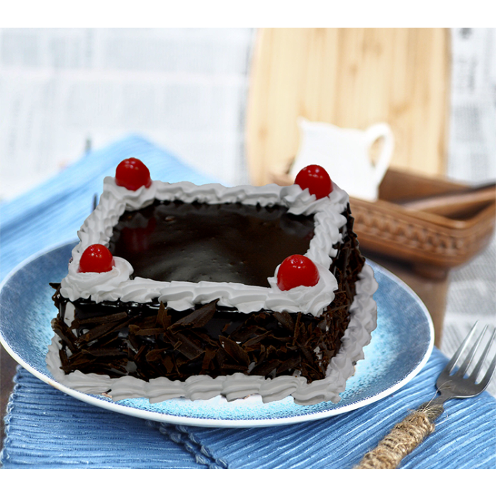 Eggless Black Forest Square Half Kg Eggless Black Forest Square Half Kg