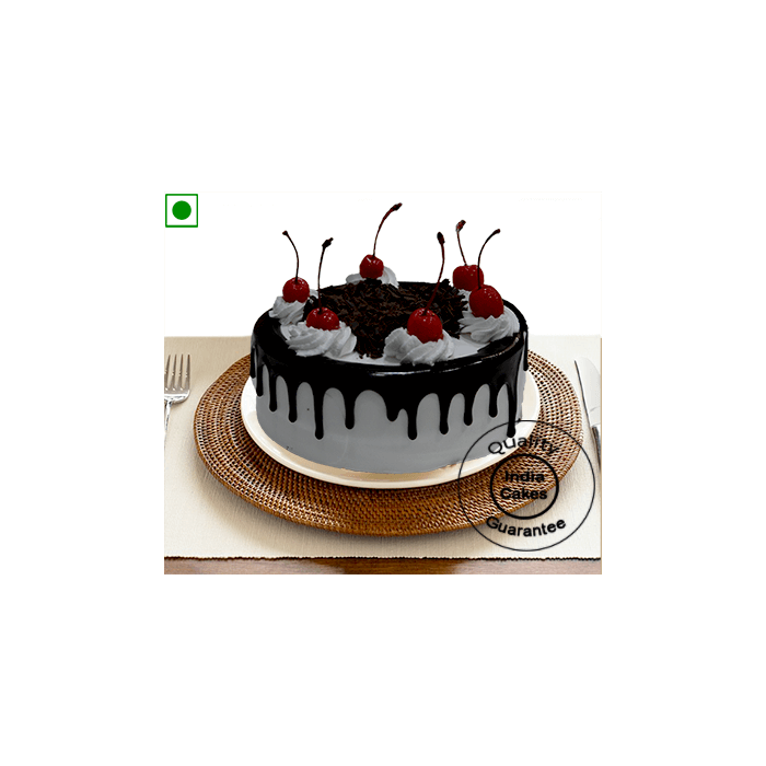 Eggless Half Kg Black Forest Gel Cake with Cherry Eggless Half Kg Black Forest Gel Cake with Cherry