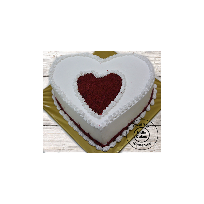 Delectable Red Velvet Heart Shaped  Cake Half Kg