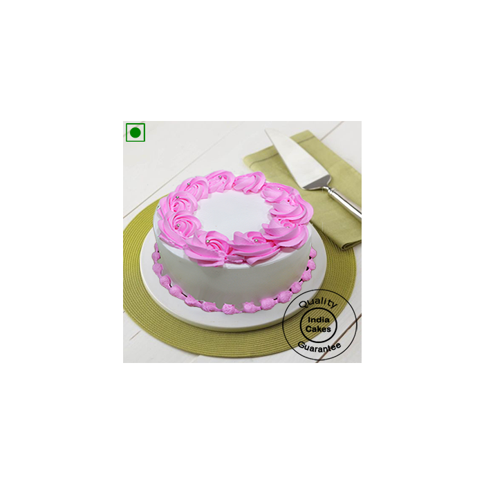 Eggless Creamy Rose Strawberry Cake Half Kg
