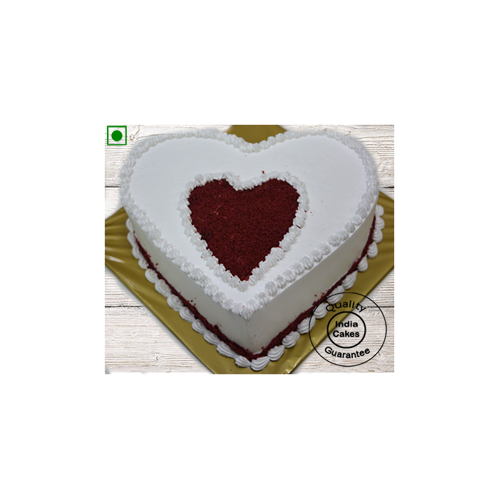 Eggless Delectable Red Velvet Heart Shaped  Cake Half Kg