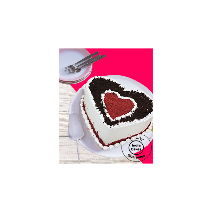 Eggless Fabulous Red Velvet Heart Shaped Cake Half Kg