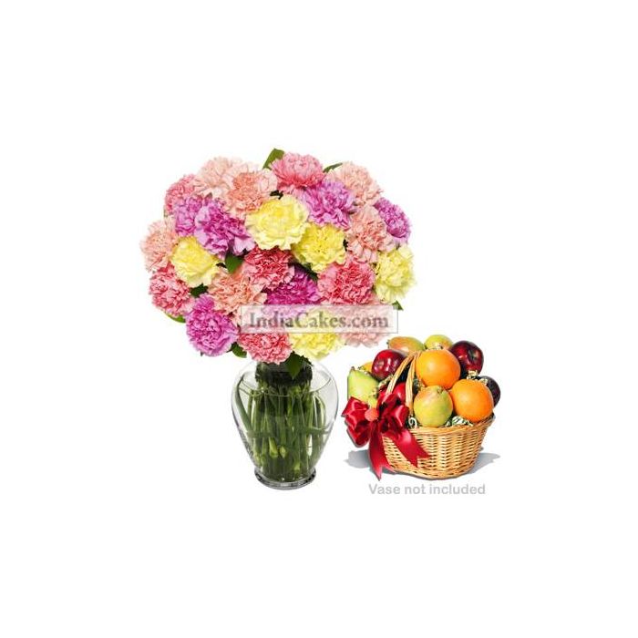 15 mixed Carnations Bunch 3 Kg Fruit Basket 15 mixed Carnations Bunch 3 Kg Fruit Basket