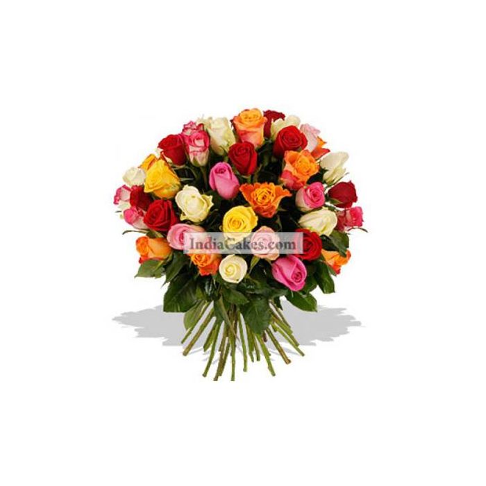 Hand Bunch of 70 Long Stem Mix Color Roses Hand Bunch of 70 Long Stem Mix Color Roses