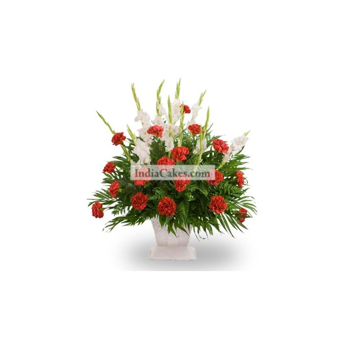 10 Red Carnation & 10 white Glads 10 Red Carnation & 10 white Glads