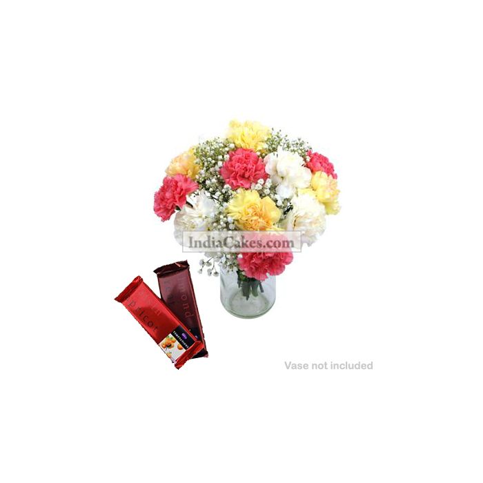 10 Mixed Carnations Bunch And 2 Cadbury Temptation 10 Mixed Carnations Bunch And 2 Cadbury Temptation