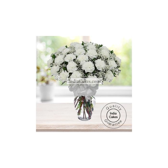25 WHITE CARNATIONS BUNCH 25 WHITE CARNATIONS BUNCH