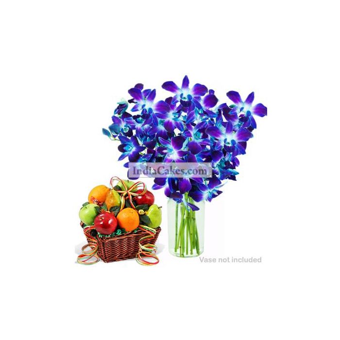 6 Orchids Bunch And 2 Kg Fruit Basket 6 Orchids Bunch And 2 Kg Fruit Basket