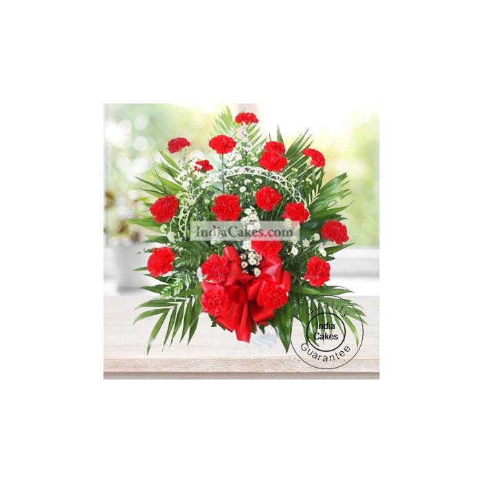 ARRANGEMENT OF 20 RED CARNATIONS ARRANGEMENT OF 20 RED CARNATIONS