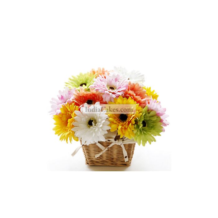 Basket of 20 Mix Color Gerberas Basket of 20 Mix Color Gerberas