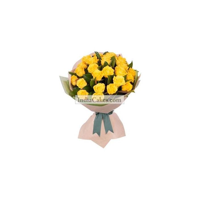 Hand Tied 20 Yellow Roses Bunch
