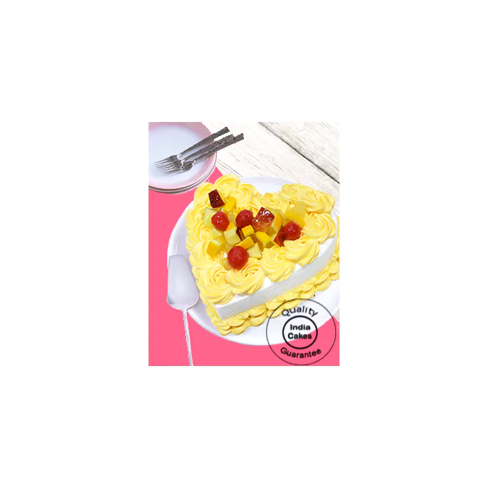 Floral Mix Fruit Heart Shaped Cake Half Kg