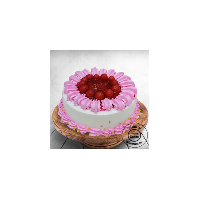 Floral Strawberry Cake with Chery Half Kg